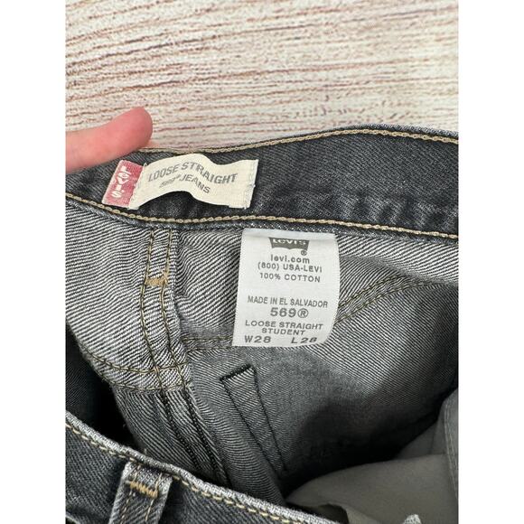Vintage Y2K Levi's 569 Loose Straight Jeans Mens 28x28 Black Medium Wash Fade - Picture 5 of 8